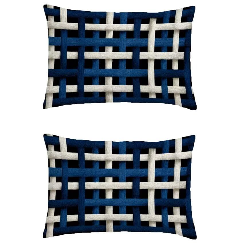 Housse de coussin 70x90cm imperméable lot de 2 en lin pour extérieur