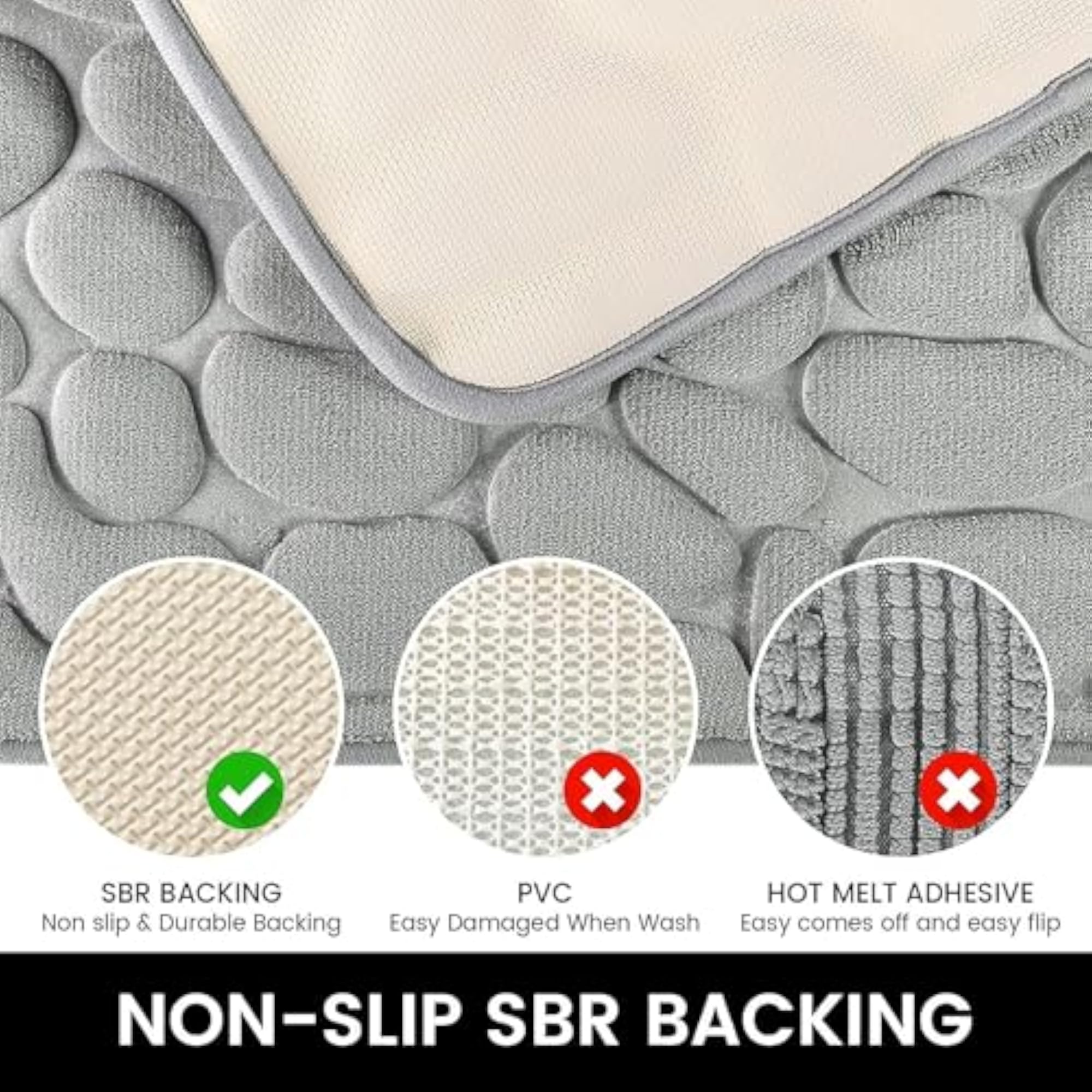 Machine Washable Microfiber Bath Mat Set, 3 Piece