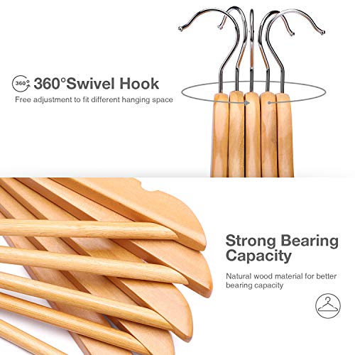 House Day Wooden Baby Hangers For Closet 20 Pack, Kids Wooden Hangers Baby Clothes Hangers, 360° Swivel Hook Heavy Duty Toddler Hangers Baby Coat Hangers For Suits, Pants And Jackets, Natural #TOP2