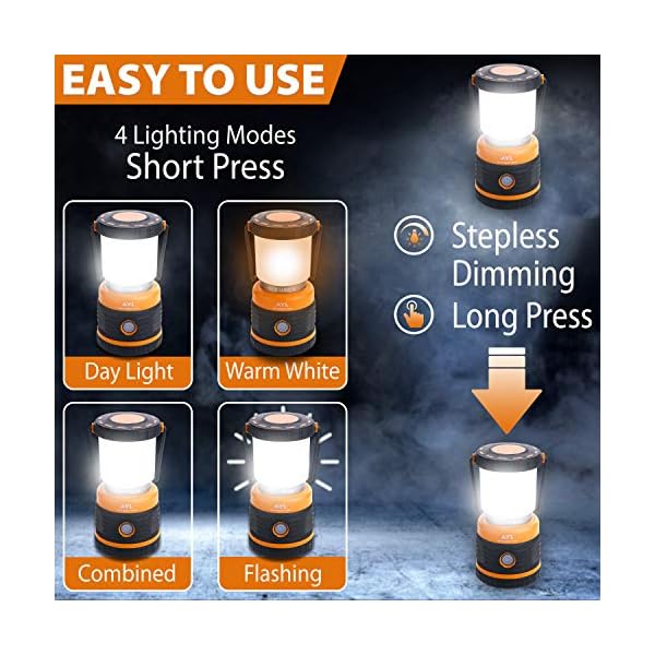 AYL LED Campinglampe - Campinglampe Batterie LED 1800 LM mit 4 Lichtmodi - Campinglampe bei Naturereignissen als… – Bild 5