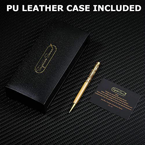 Superiore Senna Italian Black Ink Gold Pen - Gift Box Luxury Pen With Real 24K Gold Flakes And 2 Ink Cartridges - Cute, Fancy Pens For Wedding, Gold Office Supplies For Women, Desk Gifts For Men #TOP1
