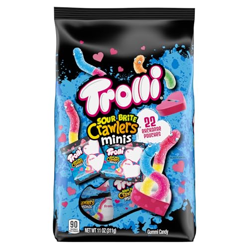 Trolli Valentine's Mini Sour Brite Crawlers, Valentines Day Candy, Classroom