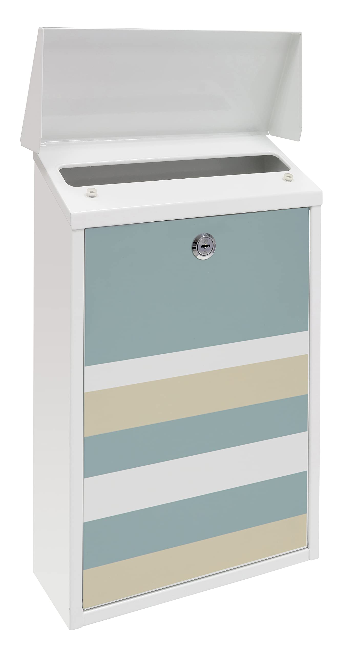 ARREGUI Premium E5601-STR Cassetta Postale Individuale in Acciaio con Serigrafia Decorativa "Lines", Dimensione M (DIN A4 e Riviste), Bianco