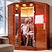 2 Person Infrared Sauna Cabin, 110V 2190W 7 Carbon Fiber Low EMF Carbon Crystal Heaters, Far & Near Infrared 660nm/850nm Light Therapy, Okoume Wood Indoor Home Sauna with 7 Color Chromotherapy, Blueto