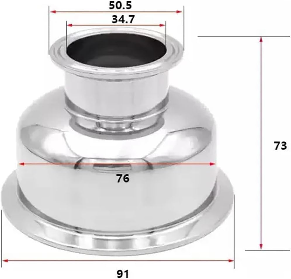 1pc 1.5" 2" 3" 4" 304 Stainless Steel Grade Hemispherical Reducer Ferrule 50.5 64 91 119mm for Homemade Use Pipe Fittings(1.5inch x 3inch)