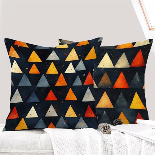 Housse de coussin en lin bleu géométrique 30 x 30 cm de qualité supérieure pour extérieur