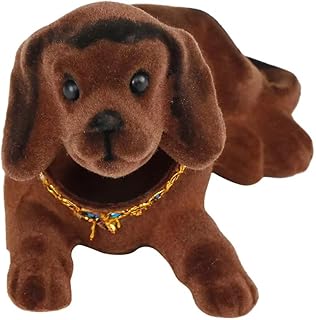 مجسم كلب برأس هزاز ، كلب ديكور للسيارة لطيف لتزيين السيارة داخلي مبتكر اكسسوارات سيارة ، ديكور تابلوة السيارة ، تصميم لطيف الشكل للمكتب والمنزل (بنى غامق) - من كابر مصر 2020