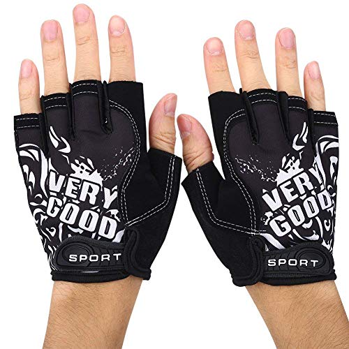 Image of SHIVEXIM Riding Printed Half Finger Gloves,Anti-Skid Silicone Gloves for Cycling Fitness Cycling Gloves (Black)