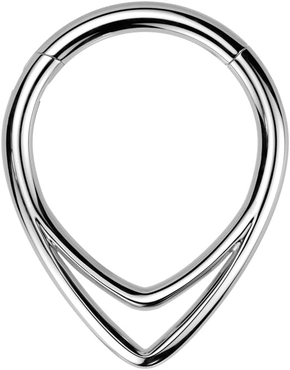 Pierced Owl 16GA ASTM F-136 Implant Grade Titanium Double Chevron Hinged Segment Clicker Ring
