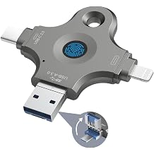 4-in-1 USB Flash Drive,3.0 Fingerprint Encrypted Flash Drive,Specially Designed for iOS Devices,64-512GB,Up to 64 Fingerprint ID,for iPad/Android/PC/Mac 128GB