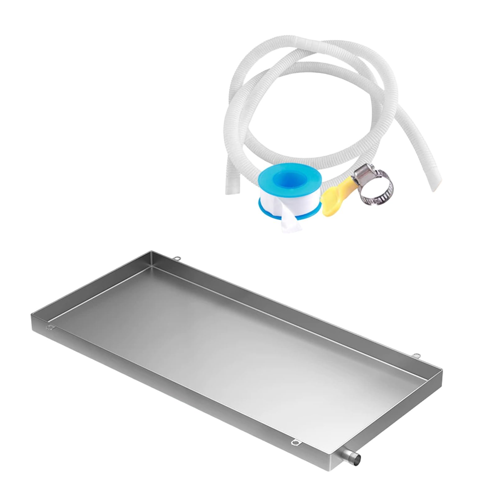 Generisch Kondensatwanne aus Edelstahl, 80 x 36 x 5 cm, mit Abflussloch, ideal für Wand- und Standwaschmaschinen und -trockner