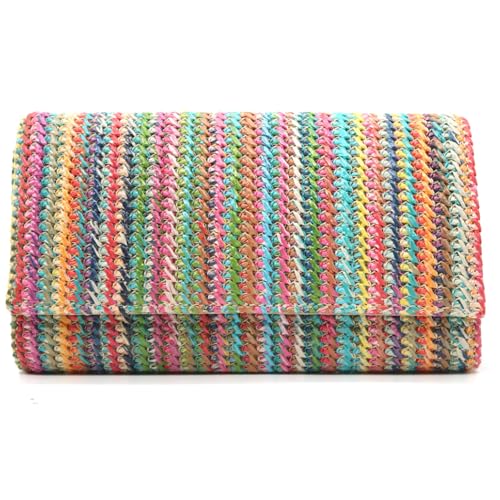 Image of Fozehlad Straw Clutch Purse for Women, Woven Straw Beach Crossbody | Raffia Envelope Wallet, Fold Over, Chain Shoulder Bag