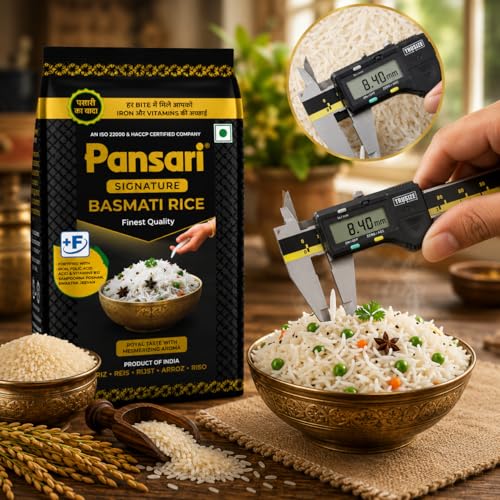 Image of Pansari Signature Basmati Rice 1-Kg With Biryani Masala - Long Grain, Aromatic & Fortified with Iron, Vitamin A, B1, B2, B3, B12-1kg Pack - Ideal for Biryani, Pulao, and Everyday Meals