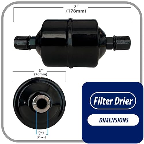 Appli Parts Liquid Line Refrigerant Ac Filter Dryer Hvac Refrigeration 164 1/2 In Sae Flare Connection Universal Unidirectional 7 In Long 3 In Wide Apfd-164 #TOP1