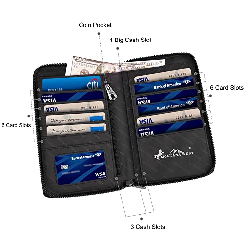 Image of Montana West Western Crossbody Phone Wallet for Women RFID Blocking Wallet Purse with Cash Slots & Zipper Pocket
