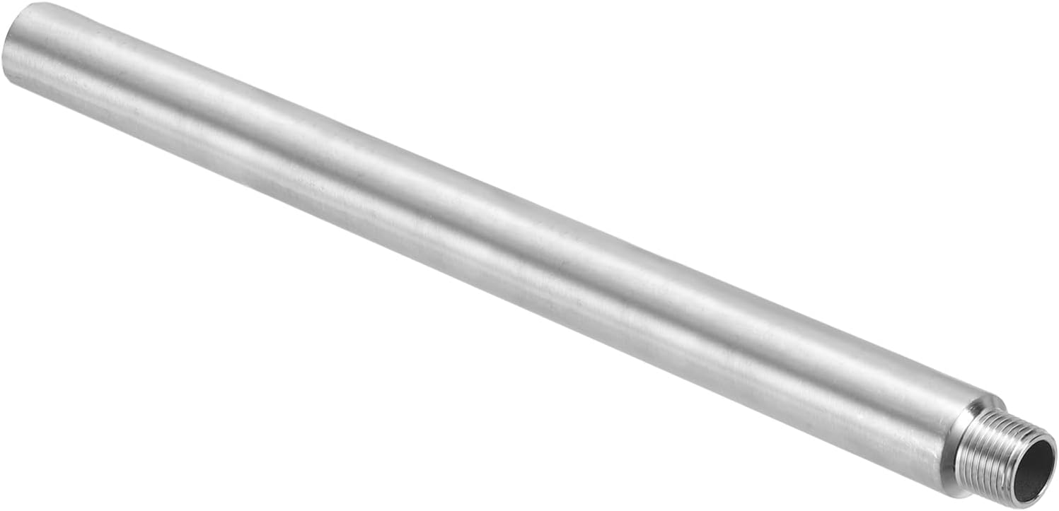 PATIKIL 304 Stainless Steel Pipe Fitting 1/2" NPT Male to 1/2" NPT Female Thread, 16inch/400mm Length Nipple Cast Pipe Coupling Fitting Connector