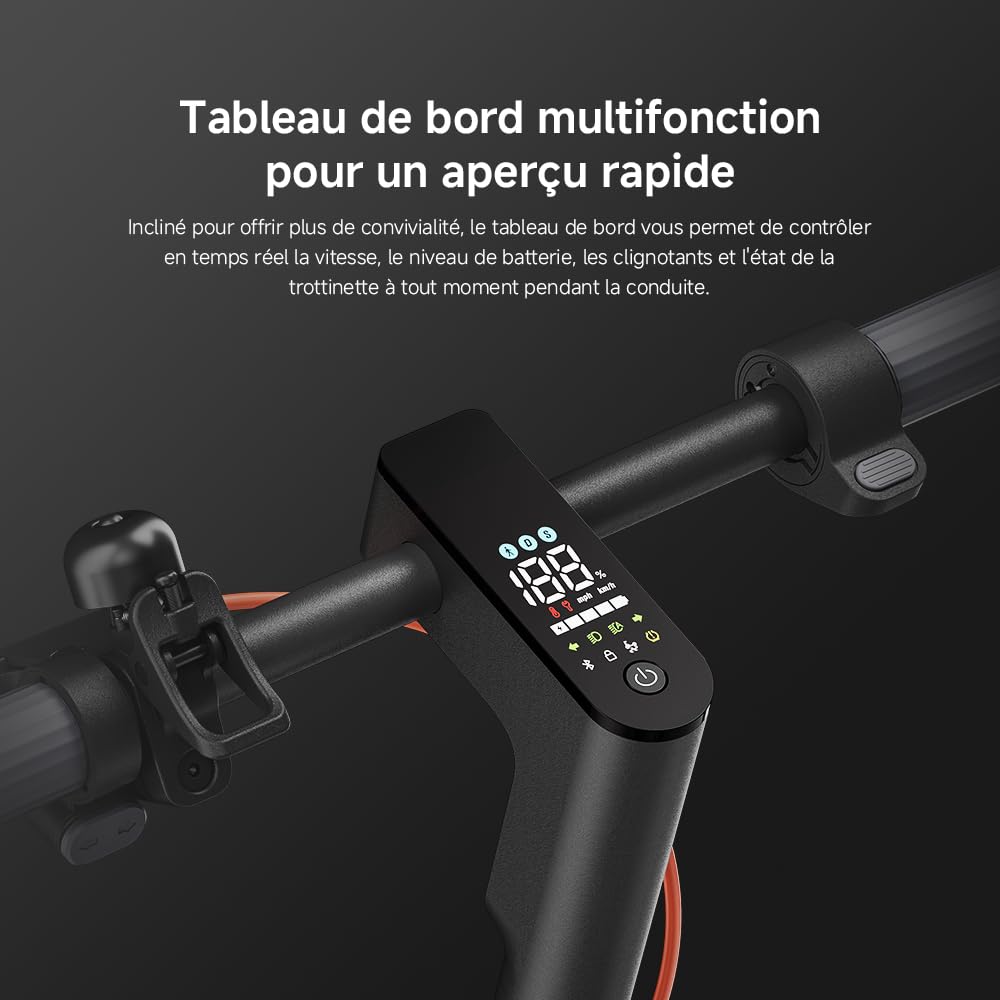 Xiaomi Electric Scooter 5 – Amortisseurs Doubles Ressort Avant – 60km Autonomie Étendue – Pneus 10' Tubeless – Moteur 700W Max – Pente 18%