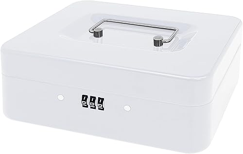 Caja de efectivo de acero con cerradura de combinación, organizador de dinero pequeño de metal con bandeja de dinero extraíble, caja de