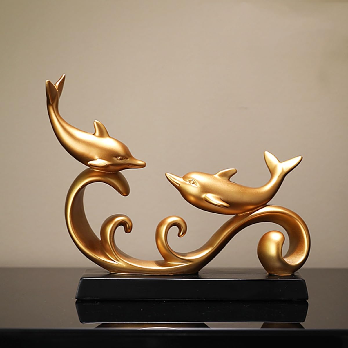GHKryD statue, Dolphin-Shaped Statues for Abstract Resin Marine Animal Sculpture Ornament for Living Room Bedroom Entryway(Style 1,B)