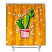 Meiju-shop Mateju Wasserdicht Duschvorhang Anti-Schimmel, 3D Kaktus Duschvorhänge Waschbar Polyester Stoff Badvorhang mit 12 Duschvorhängeringen für Badewanne und Bathroom (Gelbe Sterne,120x180cm)
