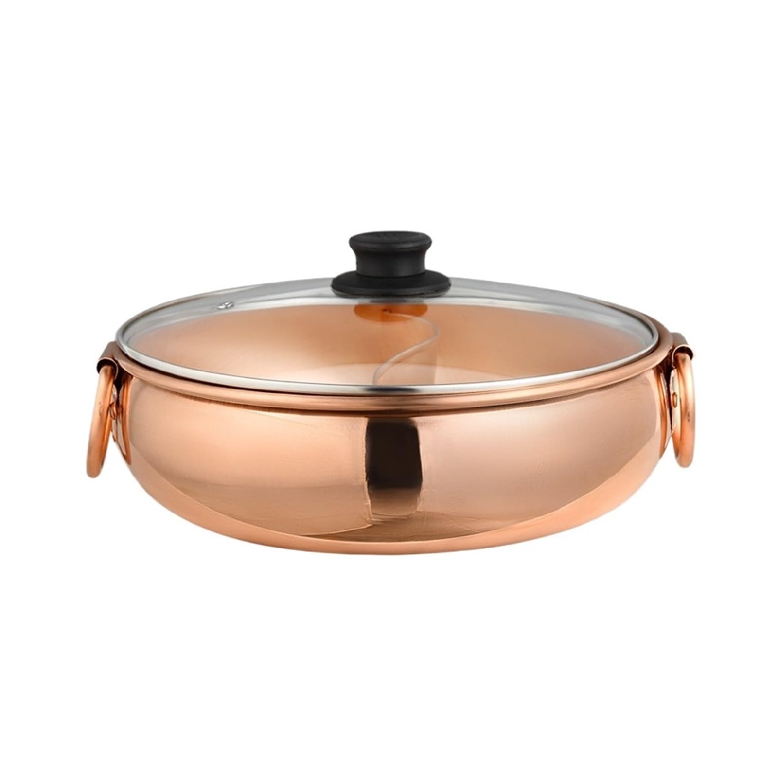 asdchZen Chinese Hot Pot Shabu Shabu Pot Copper Hot Pot 2 Handles Noodles Pot Home For Induction Cooktop Gas Charcoal Kitchen Cooking Pot,Copper,34cm