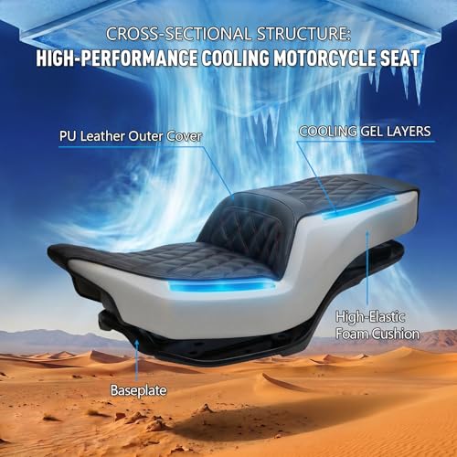 Kiawnia Low-Profile Rider Passenger Seat, Motorcycle 2-UP Gel Seat Fit for Harley Touring Road Glide/Street Glide/CVO Road Glide ST/CVO Road Glide/CVO Street Glide 2024-2026 (Black Rhombus) by Kiawnia - Used condition - Image 6