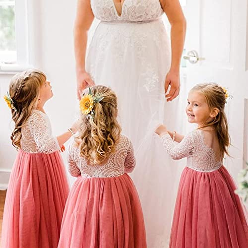 Image of Topmaker Flower Girl Dress for Toddler Baby Girls,Lace Tulle Dress for Wedding,Birthday Party,Photoshoot,Special Occasion