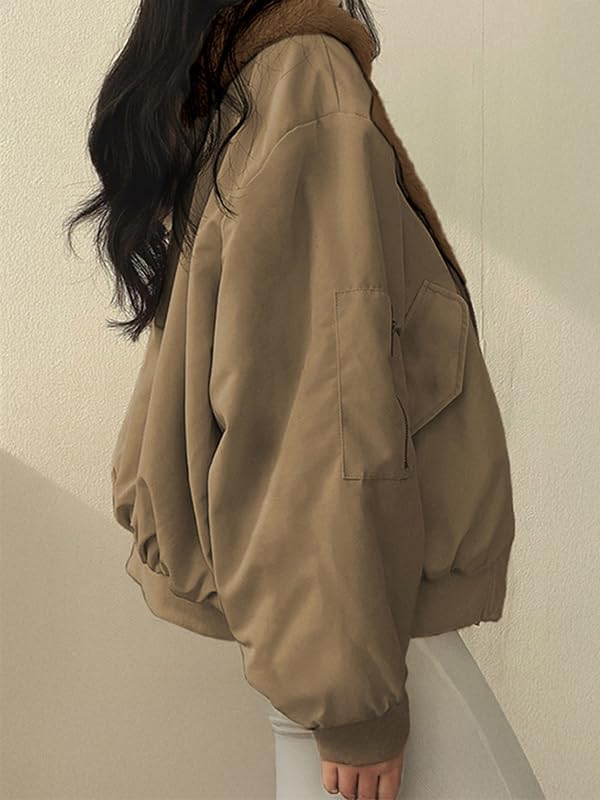 EMMIOL Womens Winter Coats Hooded Fleece Puffer Reversible Long Sleeve Oversized Full Zipper Warm Jackets - Image 3