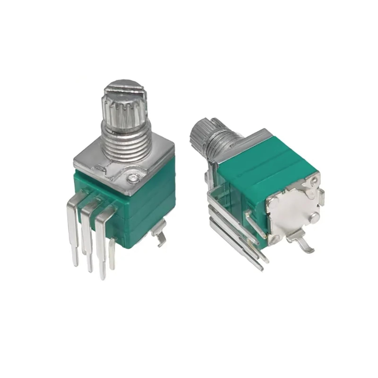 100 Uds potenciómetro RK097 5 pines Vertical con interruptor eje de 10mm B1K B5K B10K B50K B100K B500K giro único(RK097 5Pin B10K)