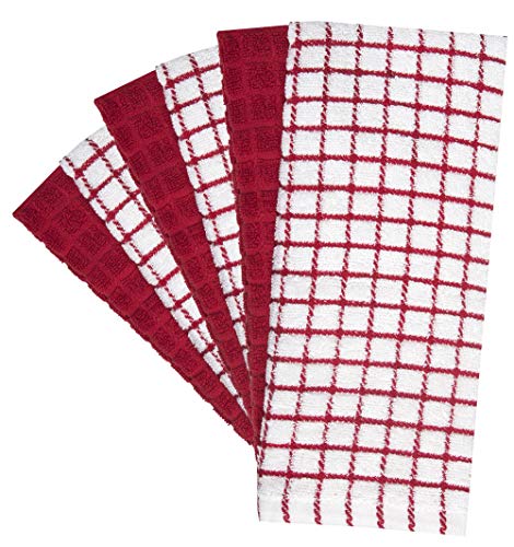 Image of Bumble Kitchen Towels (6 Pack) | 16 inch x 28 inch | 100% Cotton Dish Towels for Kitchen | 380 GSM | Soft, Highly Absorbent & Durable Dish Towels with Hanging Loop | Red