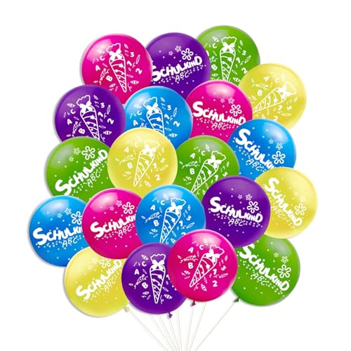 20 Stück Einschulung Deko Luftballons Deko Schulanfang Mädchen SCHULKIND