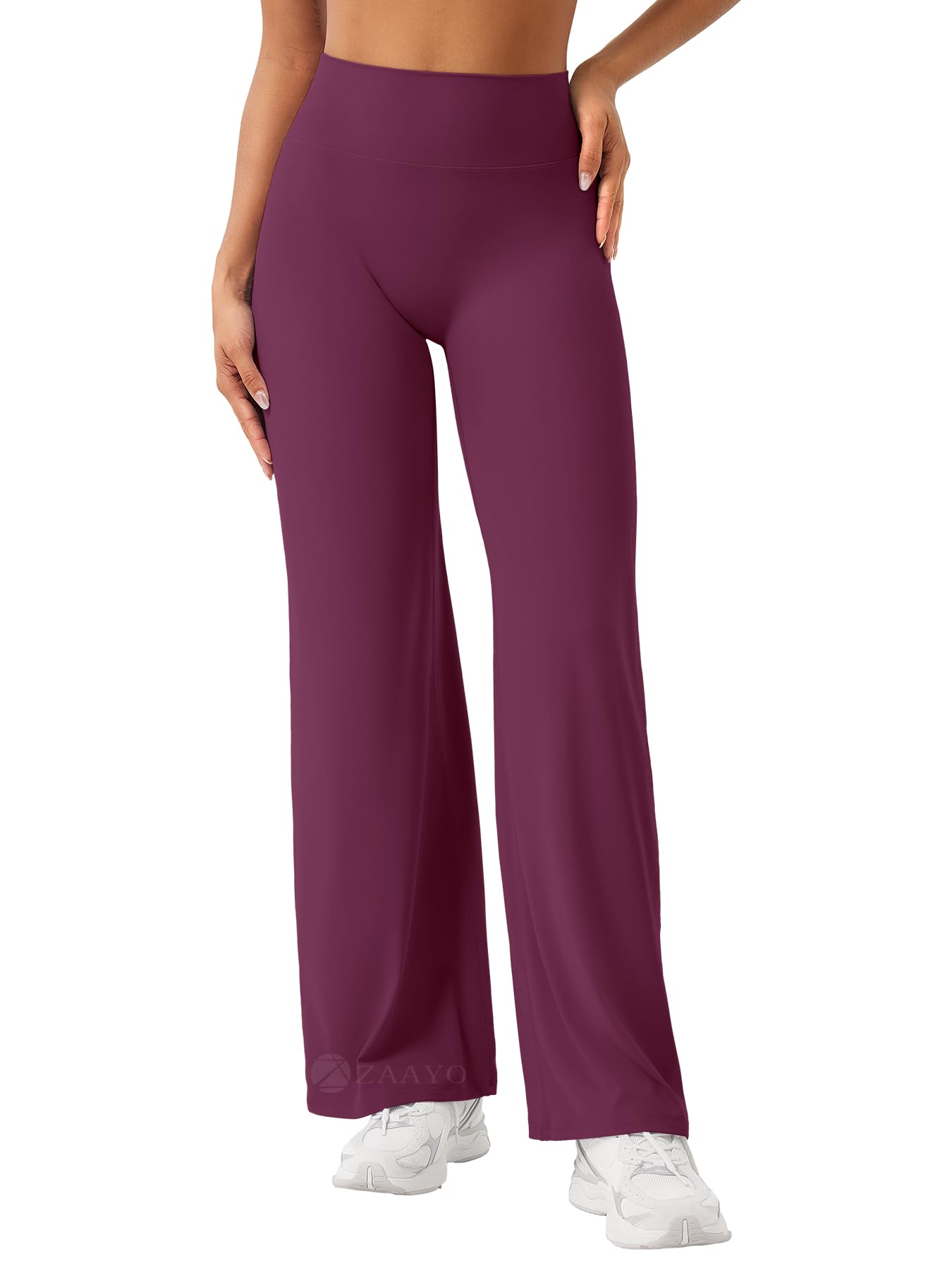 ZAAYO Nahtlose Straight Leggings Damen Flared Legging Yoga Hosen Gym Pant | Hohe Taille, Booty Lifting, Wide Leg, Butterweich, Schlaghose, Sport, Yoga Legging-Regular/Lang/Extra Lang