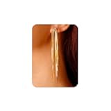 Kercisbeauty 18K Gold Plated Long Chain Tassel Thin Earrings for Women Ladies Banquet Jewelry (Gold)