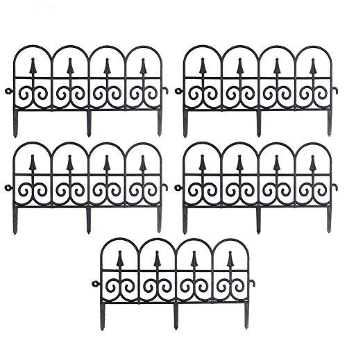 boomprospect 5PCS Decorative Garden Border Fence,Outdoor Yard Garden Plastic Border Fencing Plant Bordering Lawn Edging Fence Barrier Section Edge - Black White