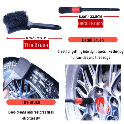 image for oesee Professional 4 Pack Long Handle Wheel Brush Kit for Cleaning Whe