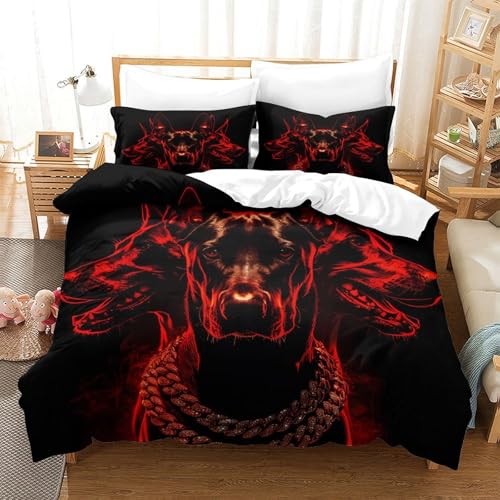 Housse de couette Dark Dog 3D microfibre 135x200cm pour lit single