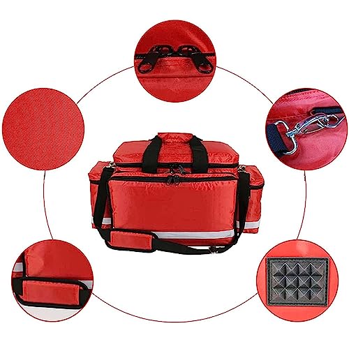 Mochila de primeros auxilios roja impermeable de gran capacidad para rescate 6