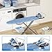 KINGBOARD Ironing Board, Compact Iron Board Full Size with Extra Thick Cover, 7 Adjustable Heights Stand with Hanger and Iron Rest, Large Heavy Duty Ironing Board with Storage Tray, 13x43 Blue