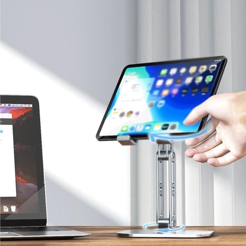 Aluminum Alloy Silicone Book Stand Silver Reading Rack 360° Rotation Holder