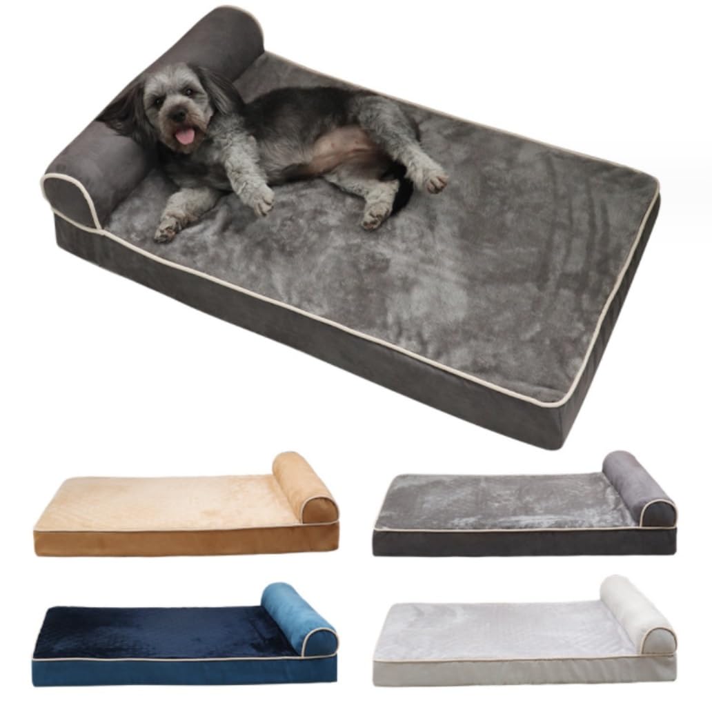 Katzensofa Orthopädisches Hundebett, Dickes Memory-Schaum-Haustierbett Mit Kissen, Strapazierfähiges, Weiches Flanellgewebe Mit Wasserdichtem Innenfutter Hundekissen(B,75 * 50 * 14cm)