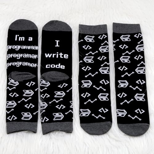 PXTIDY 1 Pairs Funny Programmer Gifts Programmer Socks Programming Gifts Java Programming Gifts I Write Code Socks2