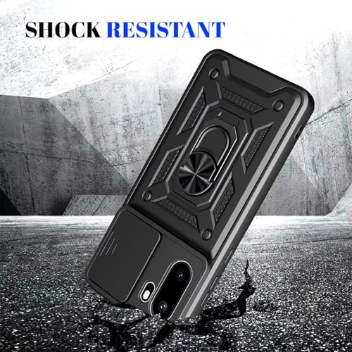 Image of Heavy Duty Back Case Cover for Oneplus 15R 5G, Shockproof Oneplus 15R Back Cover, Ring Case with Kickstand and Camera Protection Shutter - Black