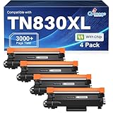 TN830XL TN830 TN-830 Toner Cartridge Compatible Replacement for Brother TN830 XL/V/R TN 830 XL TN-830XL 830 Toner Use with HL-L2460DW DCP-L2640DW MFC-L2820DW HL-L2405W HL-L2400D Printer (4 Black)