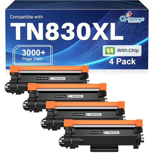 TN830XL TN830 TN-830 Toner Cartridge Compatible Replacement for Brother TN830 XL/V/R TN 830 XL TN-830XL 830 Toner Use with HL-L2460DW DCP-L2640DW MFC-L2820DW HL-L2405W HL-L2400D Printer (4 Black)