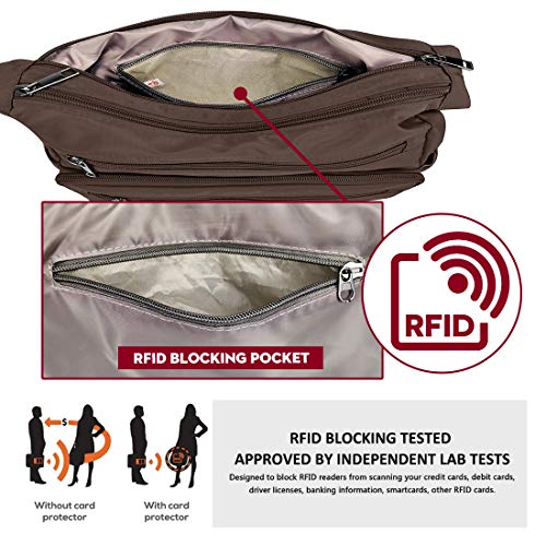 Image of VOLGANIK ROCK RFID Purses for Women Fabric Nylon Multi Pocket Crossbody Bag Ladies Travel Handbag