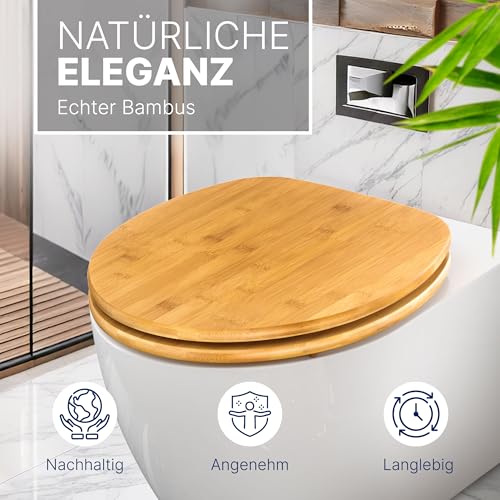 ADOB WC Sitz Klobrille Bambus dunkel aus echtem Bambus mit Absenkautomatik Bamboo natur, 33325