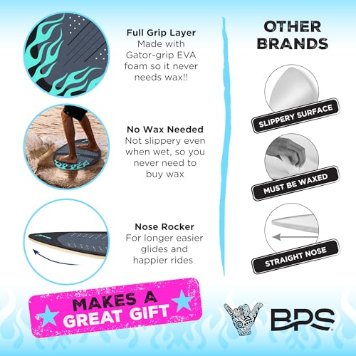 BPS 'Flame' Skimboard (40 Inch, Black/Cyan) Without RPET Bag