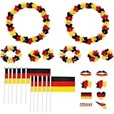 JrnSvp 21 Stück Deutschland Fanartikel Set, wm 2026 Fanartikel mit Fahnen und Girlanden, Fußball WM 2026 Souvenirs, Nationale Deko Accessoires Ideal für Public Viewing und Stadionbesuche