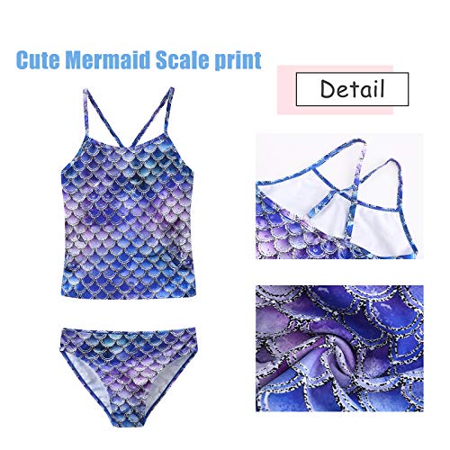 Image of Girls Two Piece Tankini Swimsuits Tie Dye Bathing Suit for Kids One Shoulder Swimwear 3-16 Years