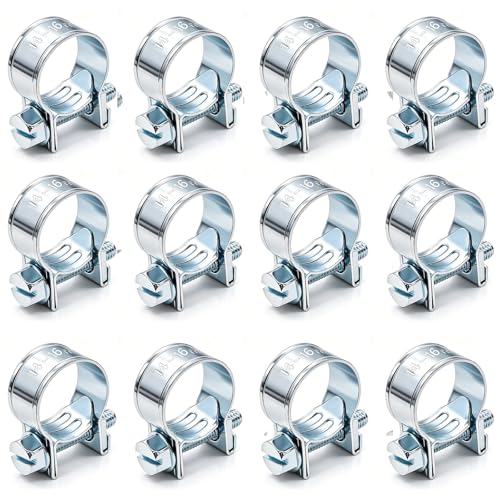 Tnisesm 12Pcs Replacemnt for 3/8 Fuel Injection Gas Line Hose Clamps Clip Pipe Clamp Assortment Kit Hoses Clamps Sleeving 9/16 - 5/8 Dia